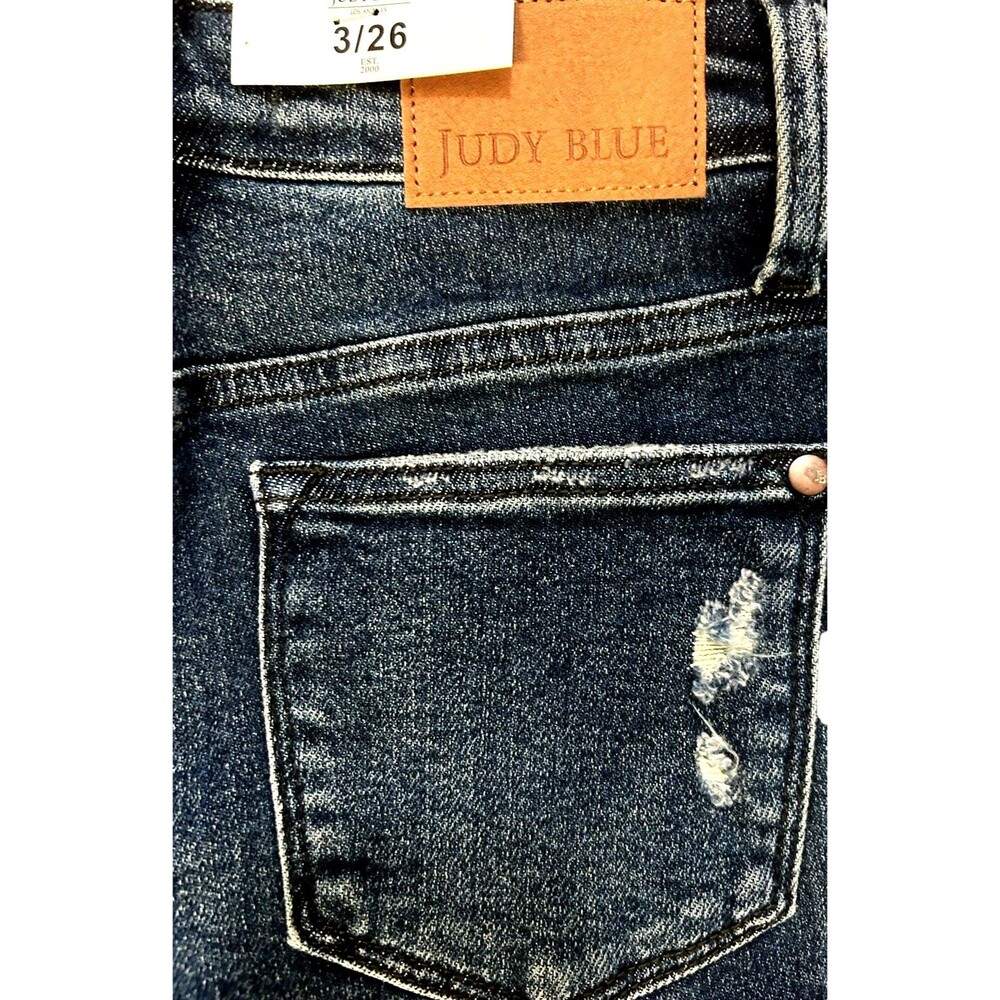 Judy Blue Jeans Demin Boyfriend Buffalo Plaid Patch Mid Womens Sz 3 / 26 - Picture 7 of 11